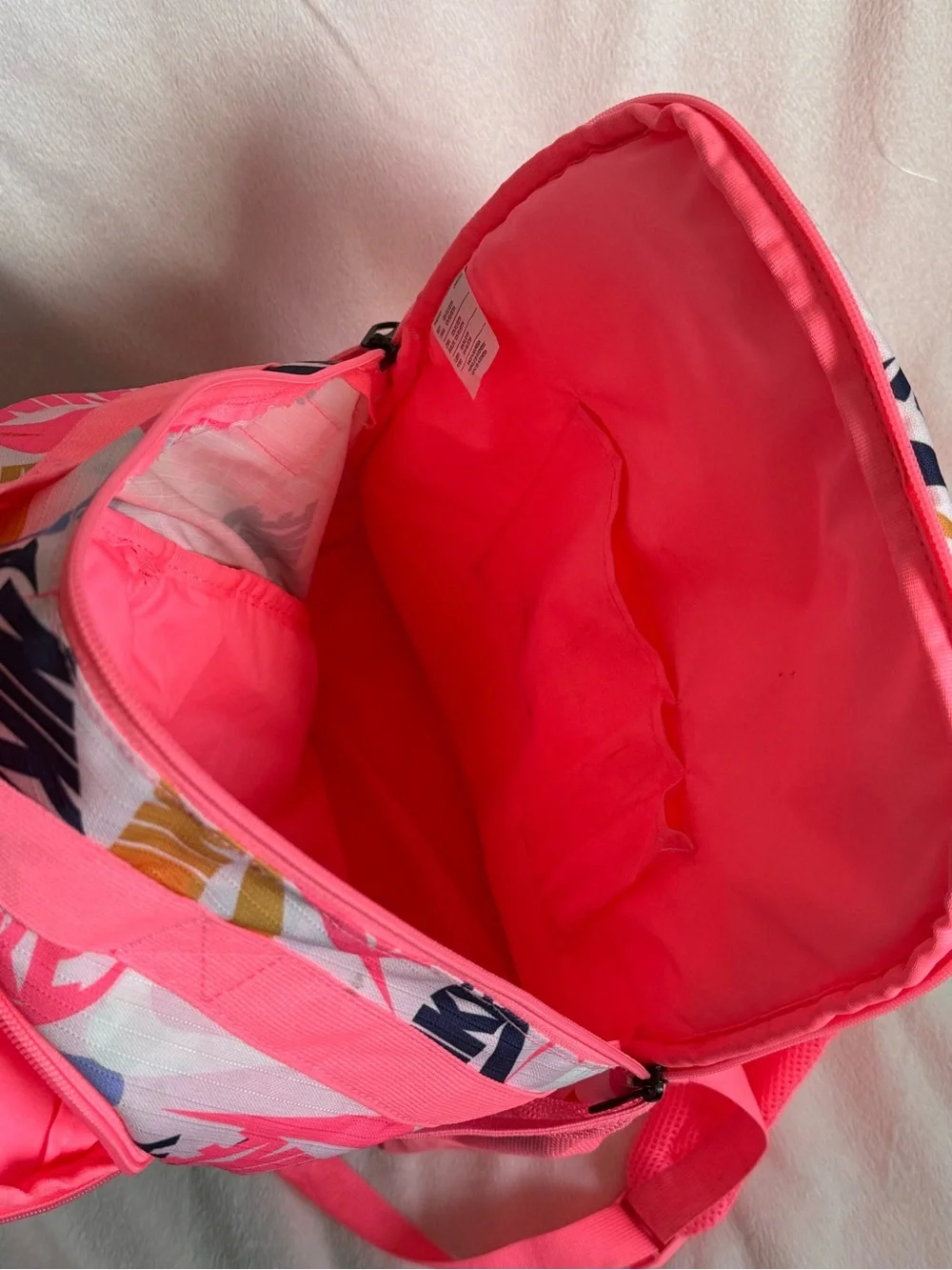 Nike Pink Multi-Logo Kids Backpack with White Swoosh
